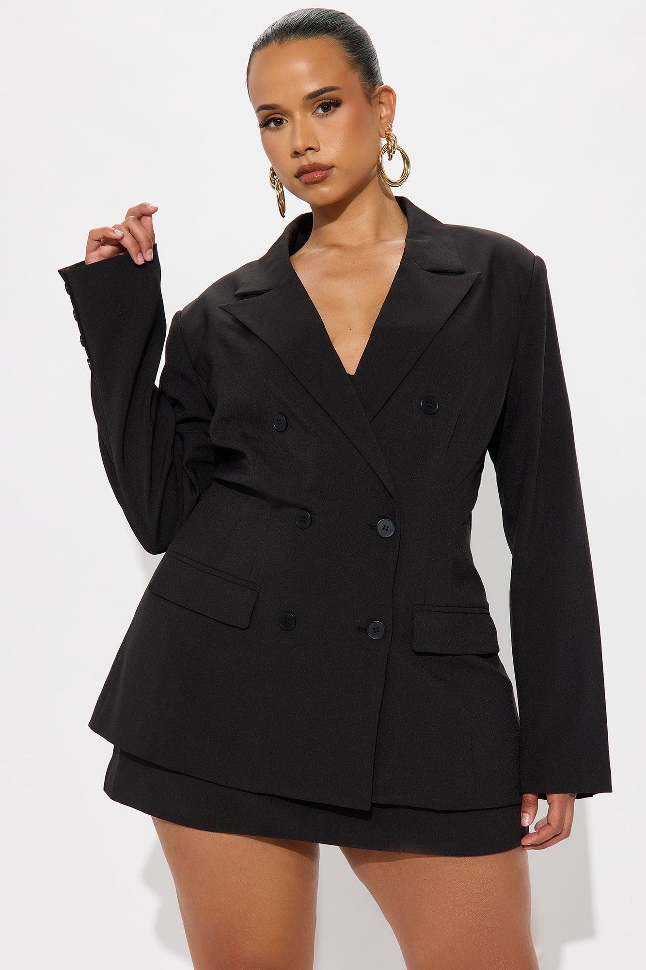 Giselle Double Breasted Hourglass Blazer - Black Female Product Image