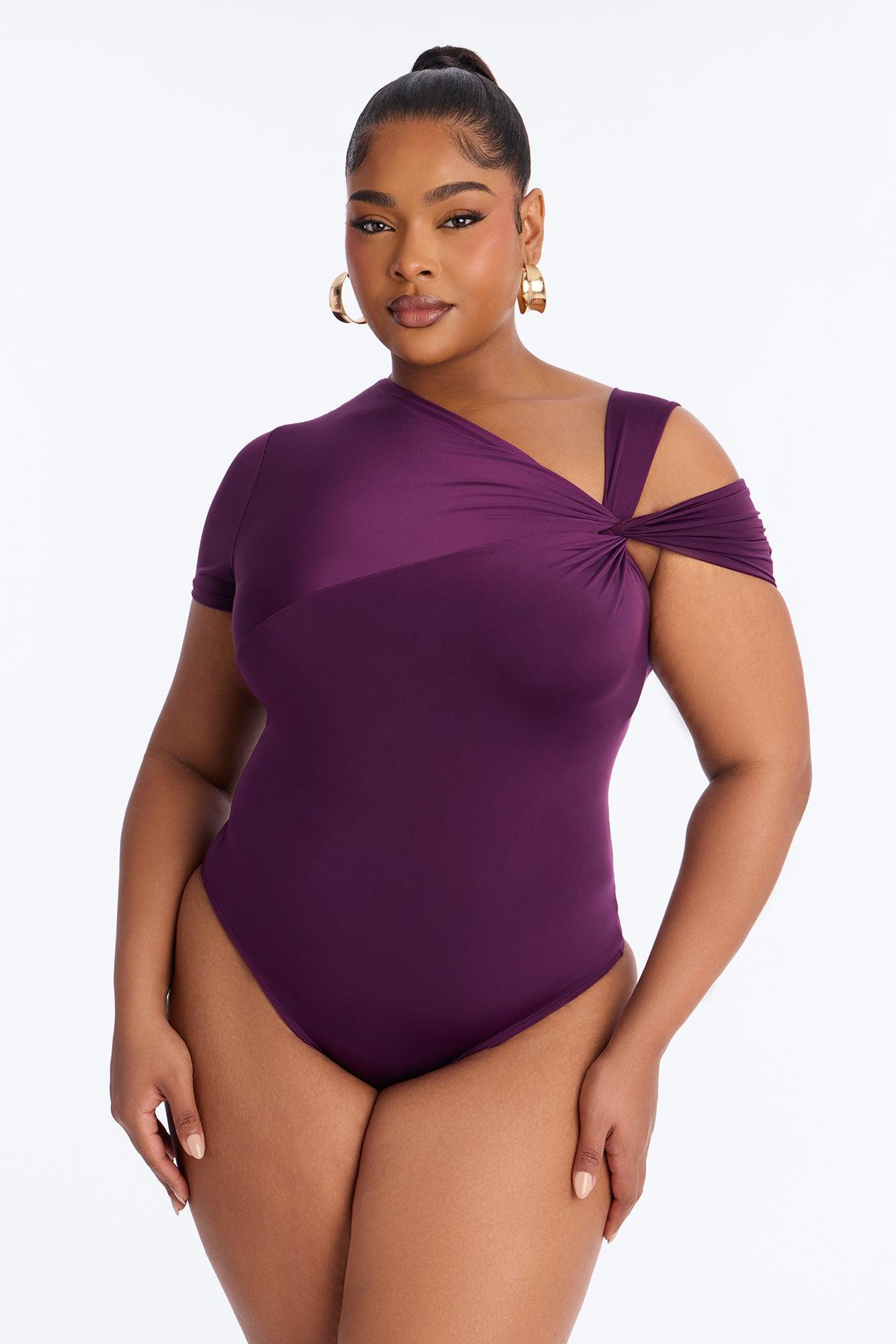 Twist It Up Cut Out Bodysuit - Plum Female Product Image