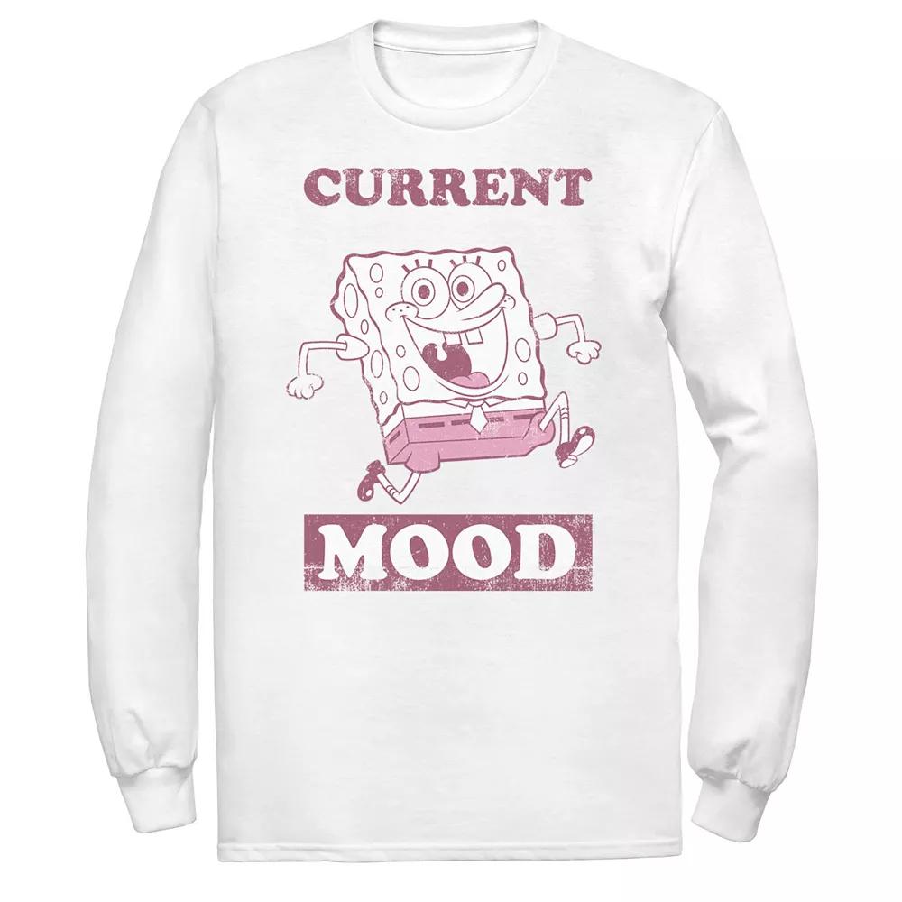 Men's Spongebob Spongebob Current Mood Pink Hue Portrait Long Sleeve Tee,  Product Image