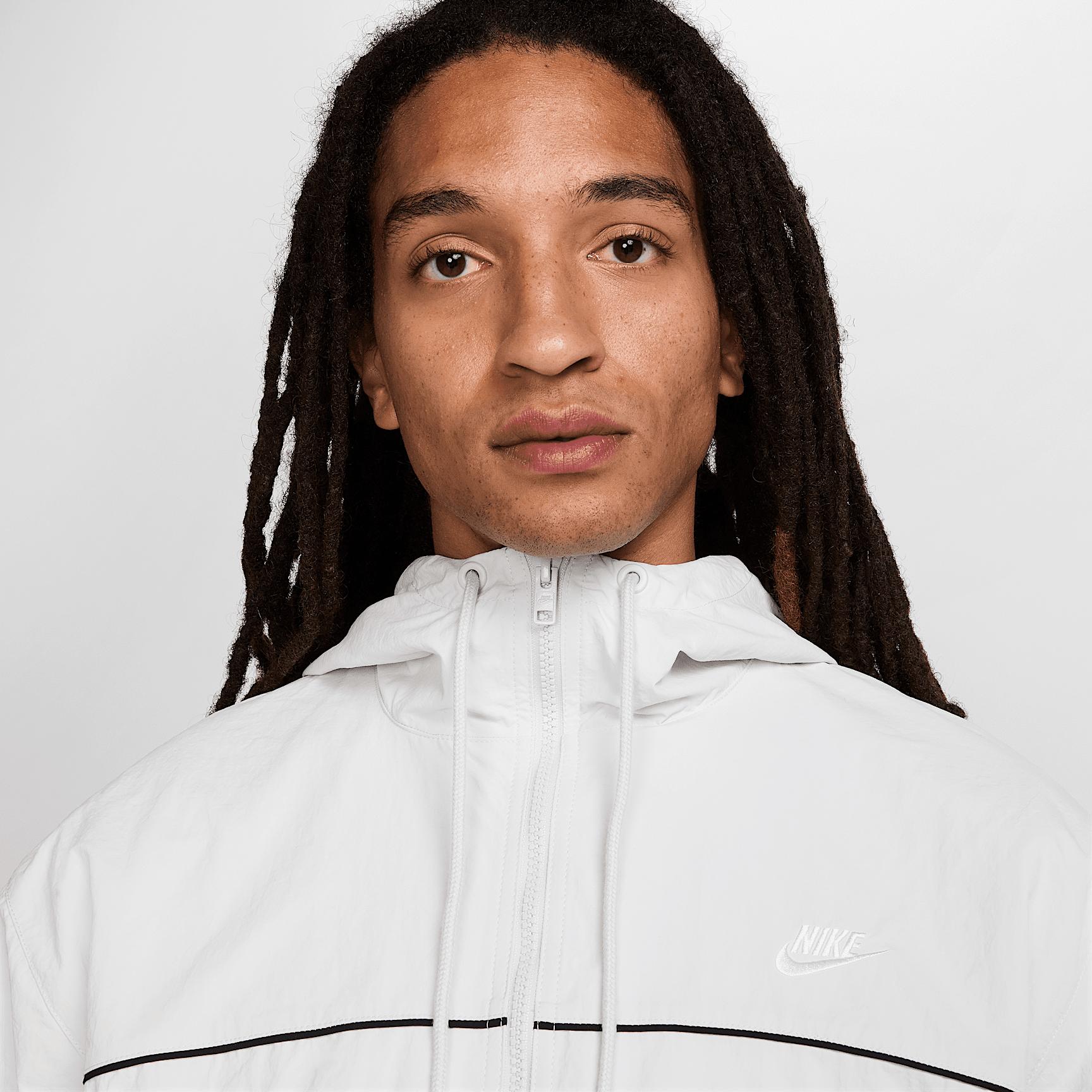 Nike Mens Nike Club Athlete Hooded Jacket - Mens White/Black/White Product Image