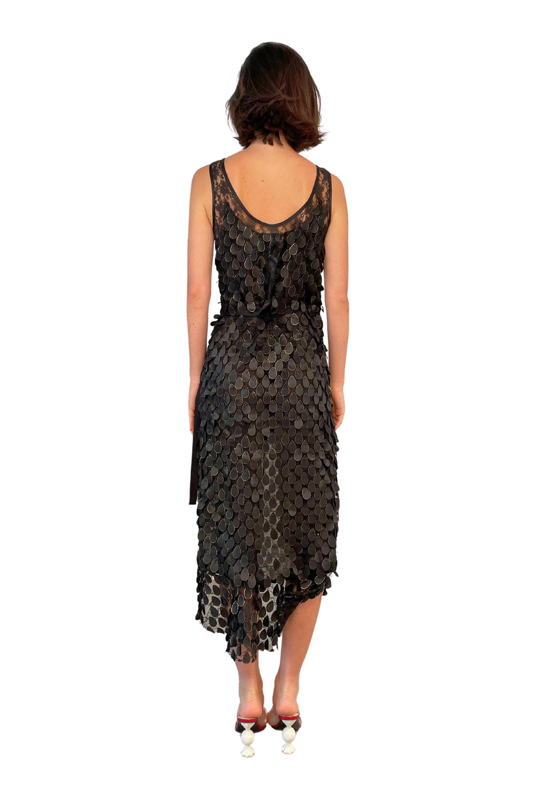 Scale Detail Wrap Dress In Black Product Image