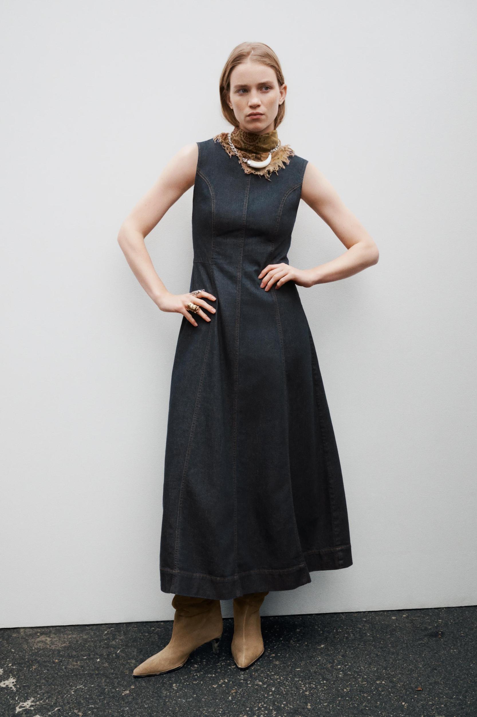 Z1975 SLEEVELESS DENIM MIDI DRESS Product Image