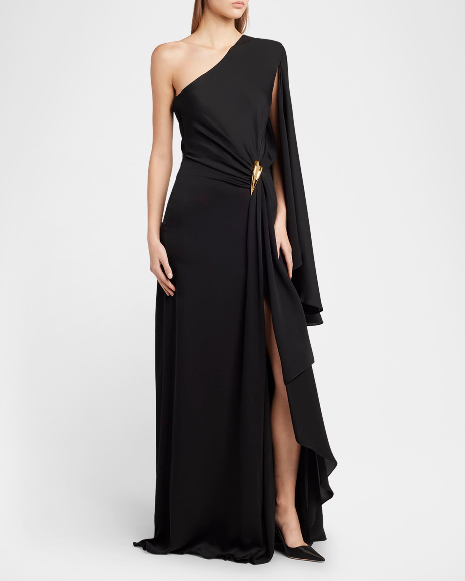 One-Shoulder Light Silk Evening Gown Product Image