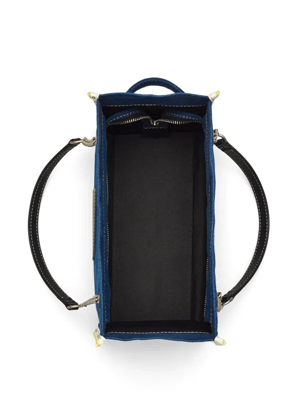 MARC JACOBS The Medium Tote In Blue Denim With Embroidered Logo In Dark Wash Product Image