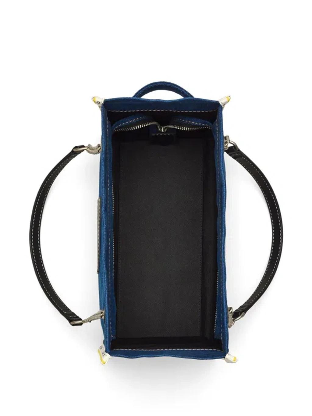 MARC JACOBS The Medium Tote In Blue Denim With Embroidered Logo In Dark Wash Product Image