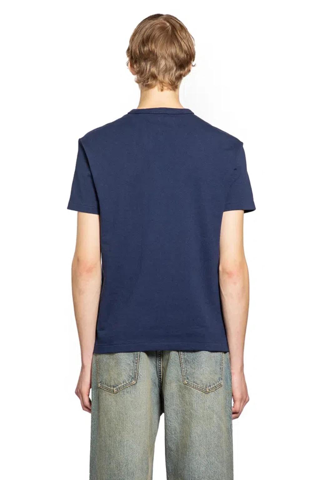 POLO RALPH LAUREN Custom Slim Fit Blue Crewneck T-shirt With Pony Embroidery On The Front In Cotton Man Product Image