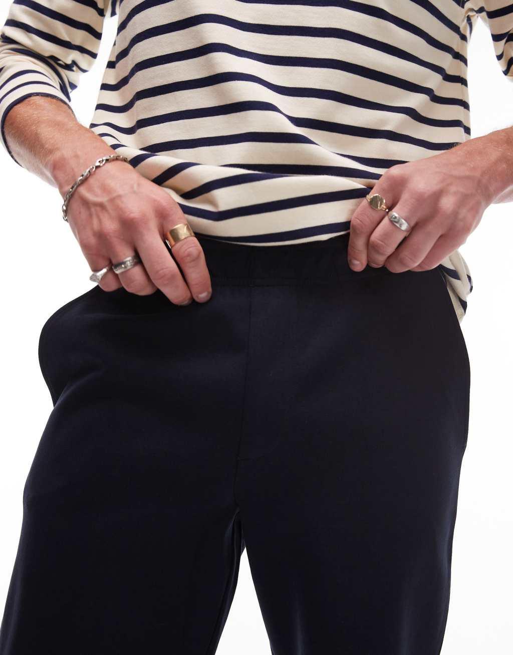 Mango elastic waist sweatpants in navy Product Image