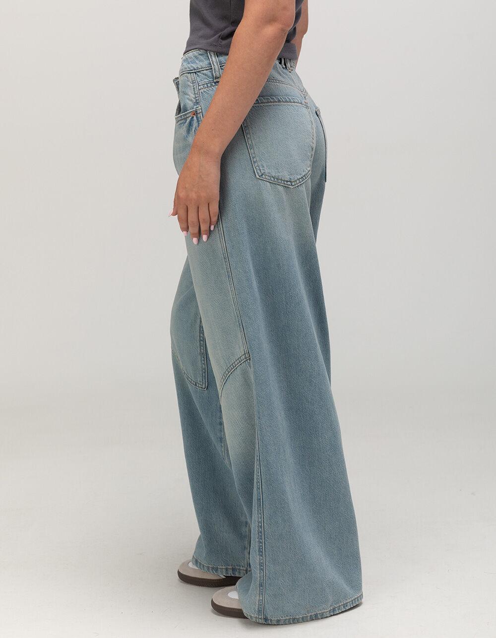 RSQ Womens Mid Rise Wide Leg Panel Jeans - LIGHT WASH Product Image