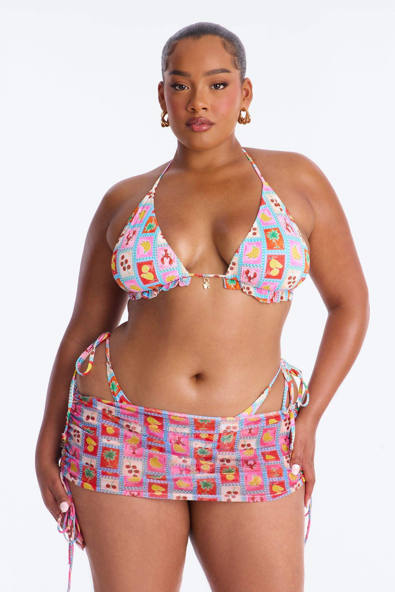Peachy Keen 3 Piece Bikini & Mini Skirt Set - Pink/combo Female Product Image