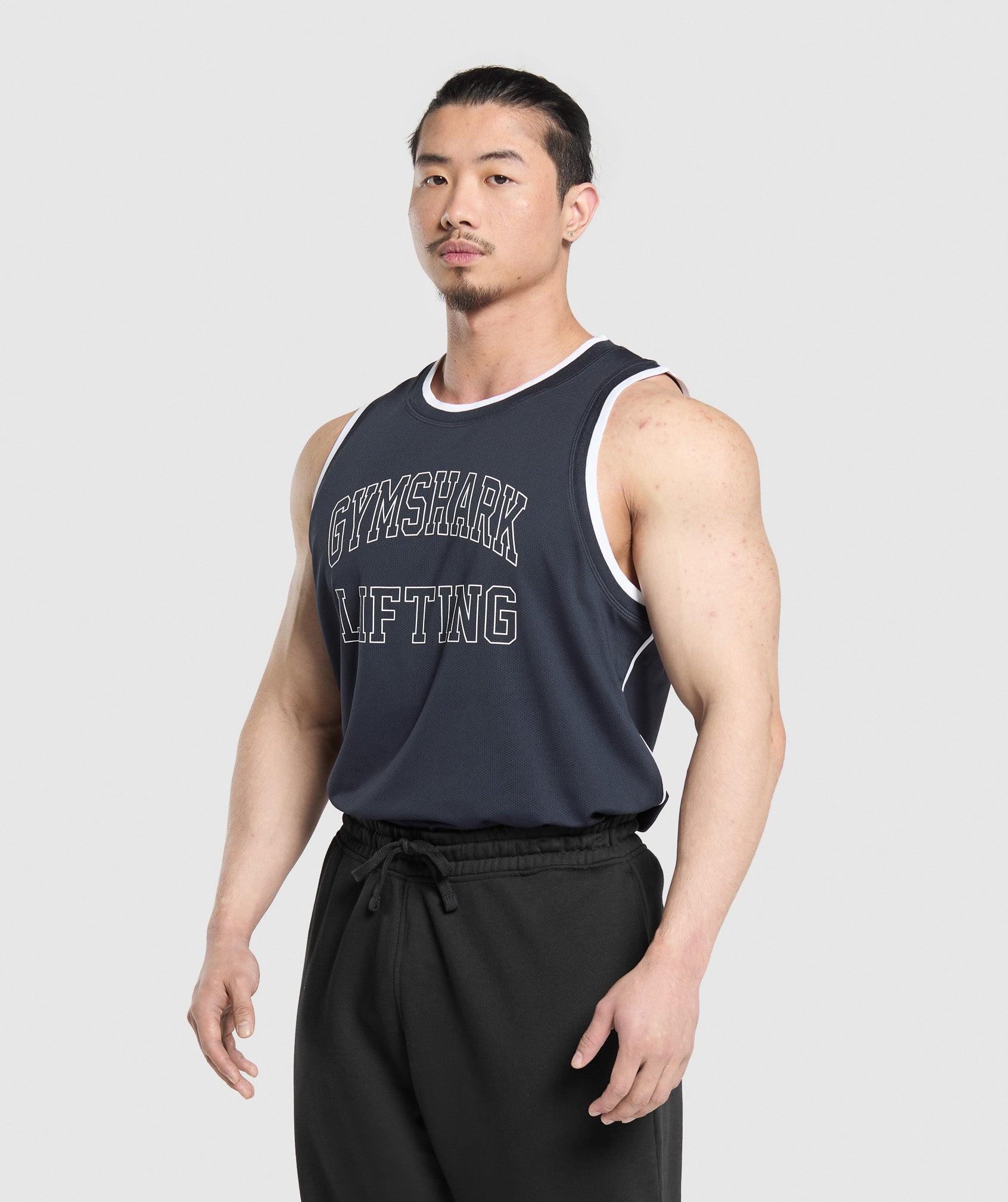Gymshark Mesh Tank - Heavy Blue Male Product Image