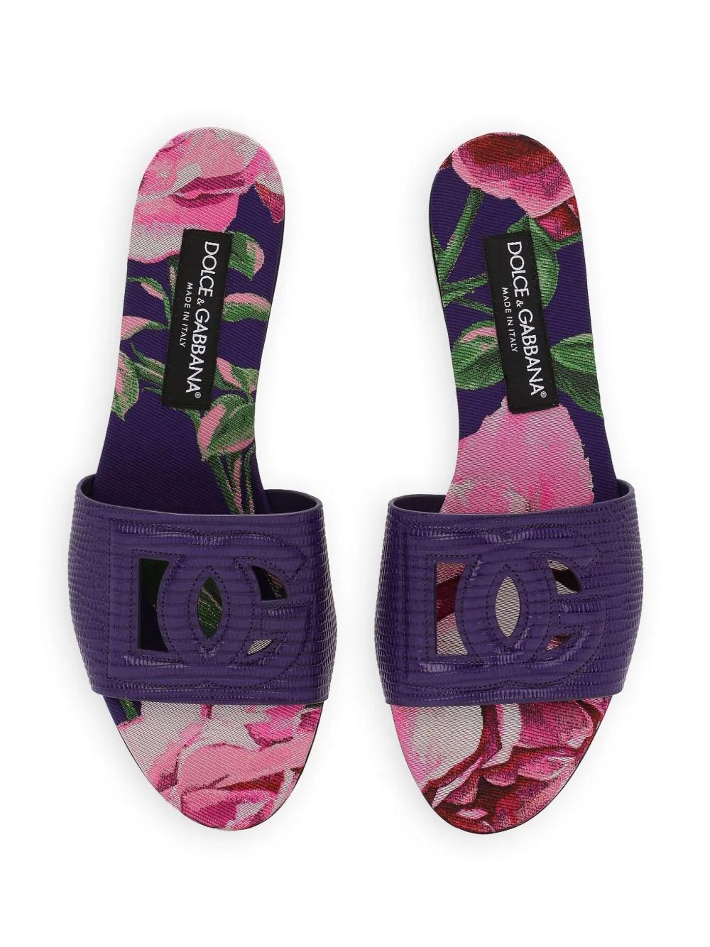 DG lizard-effect leather slides Product Image