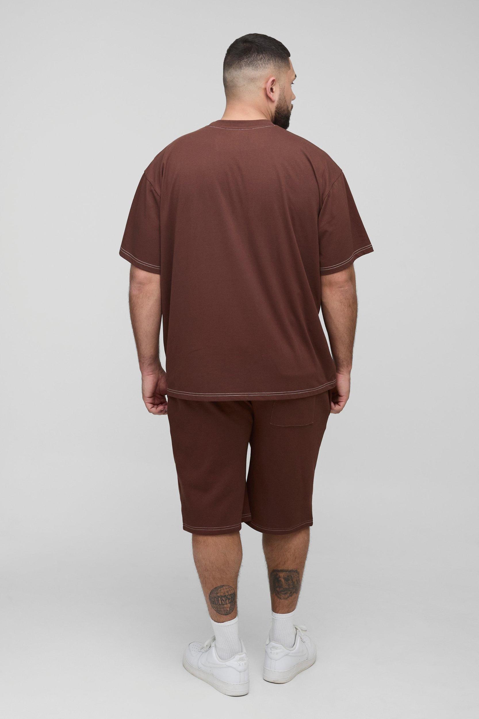 Plus Oversized Worldwide Cross Print T-Shirt & Short Set | boohooMAN USA Product Image