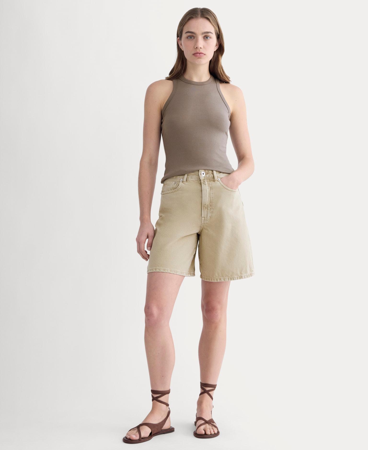 The Long A-Line Denim Short Product Image