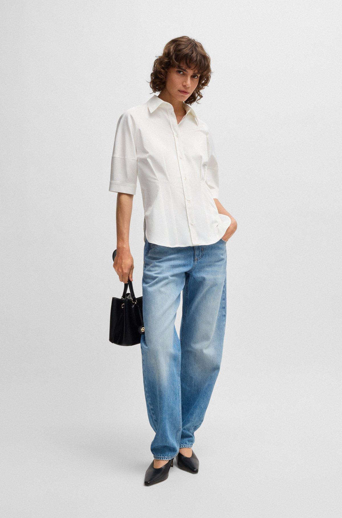 Tailored blouse in stretch cotton Product Image