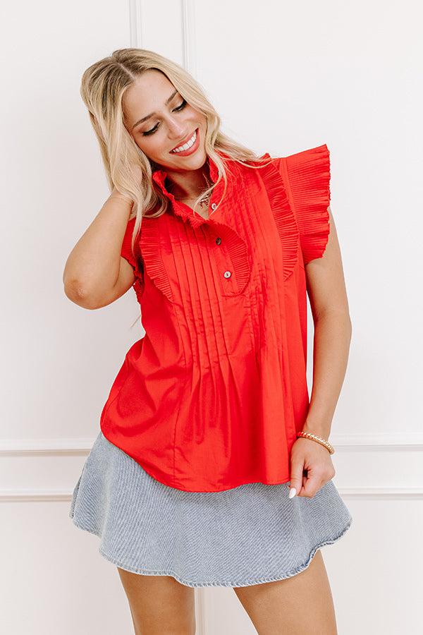 Fashion Week Pleated Top in Red Product Image