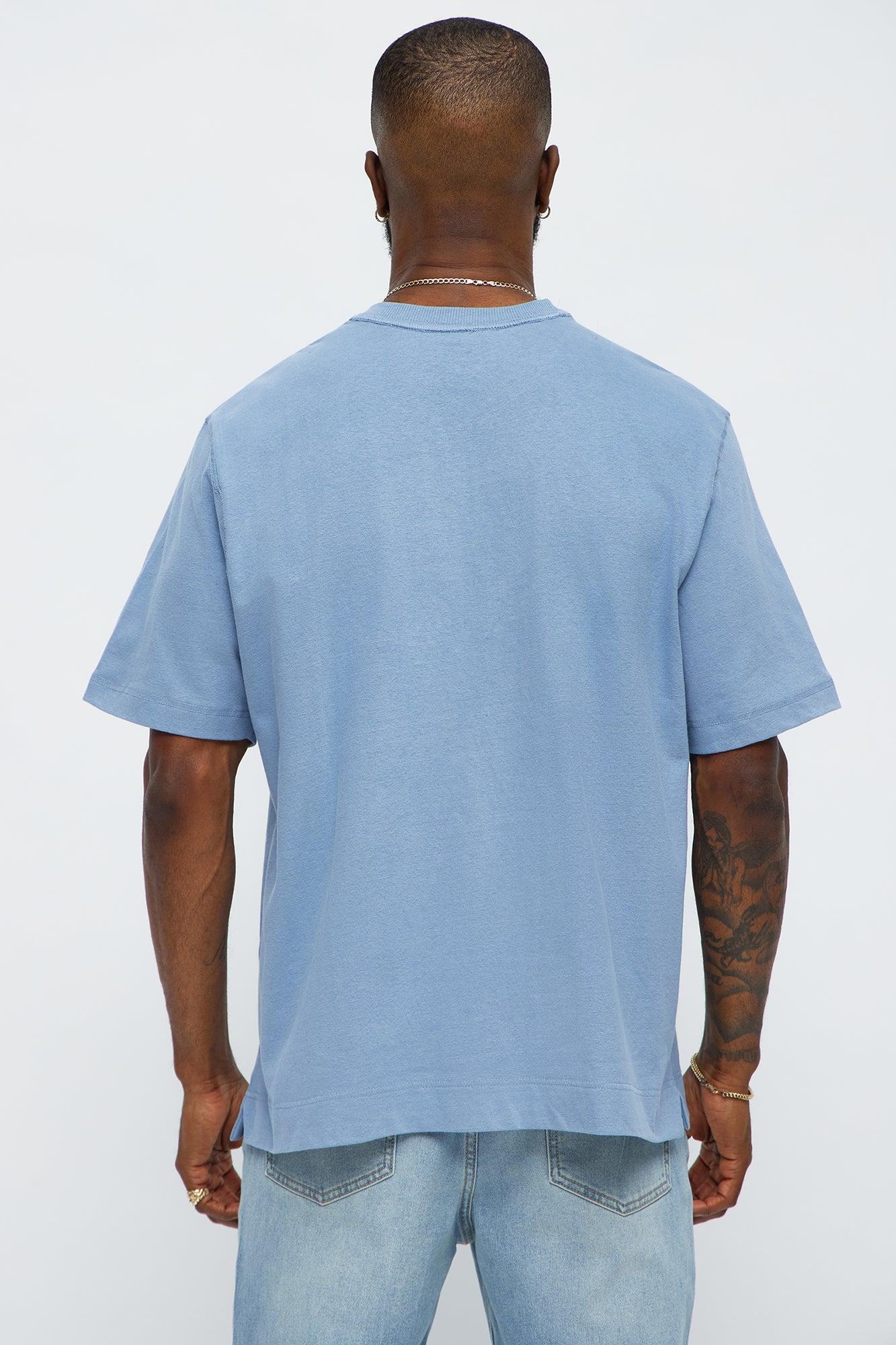 Reverse Seam Cotton Short Sleeve Crew - Light Blue Product Image