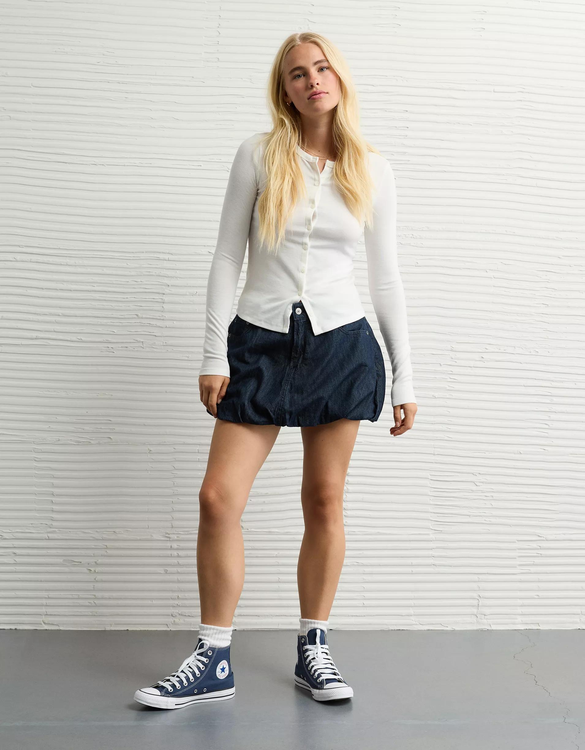 AE Stretch Denim Bubble Skirt Product Image
