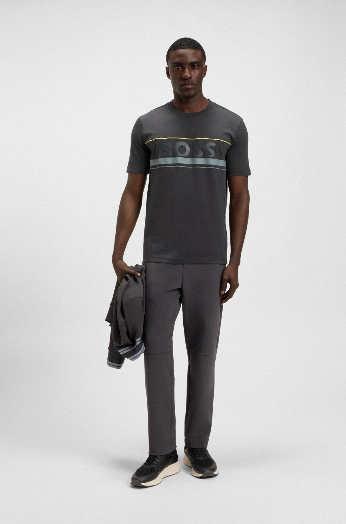 Cotton-jersey T-shirt with stripes and logo Product Image