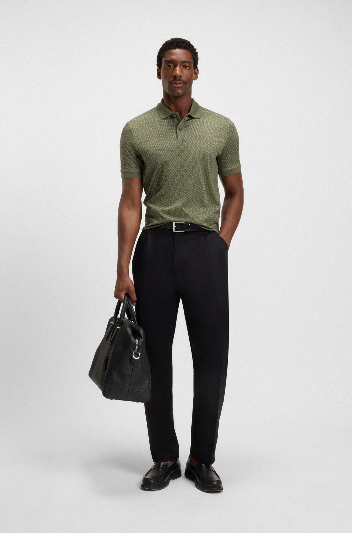 Mercerized-cotton polo shirt with two-tone monograms Product Image