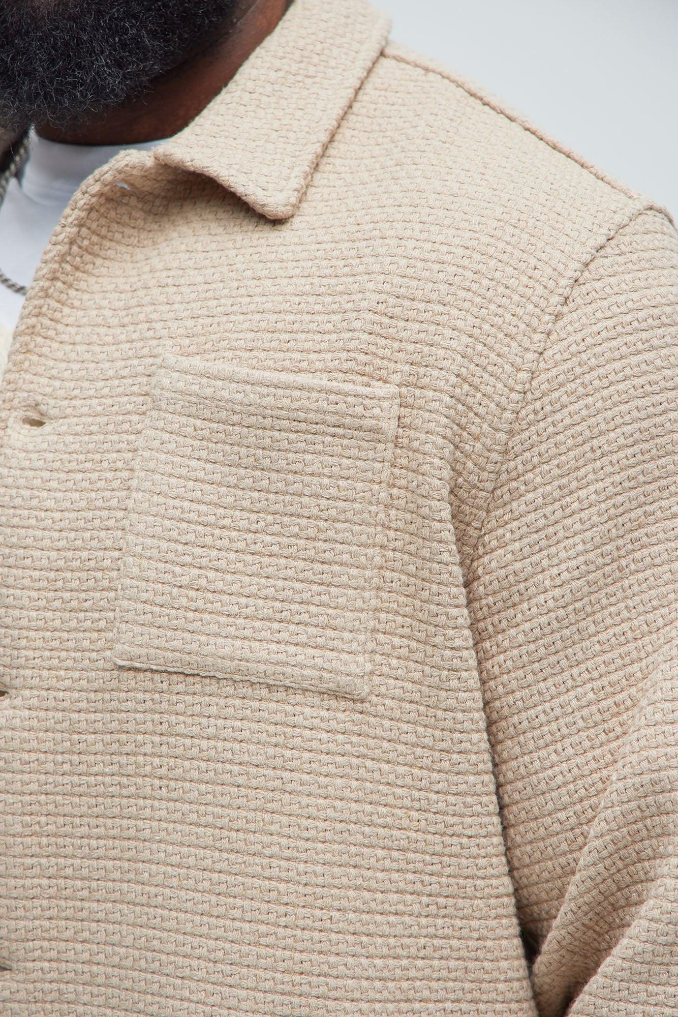 Linden Textured Button Up Shirt - Tan Product Image