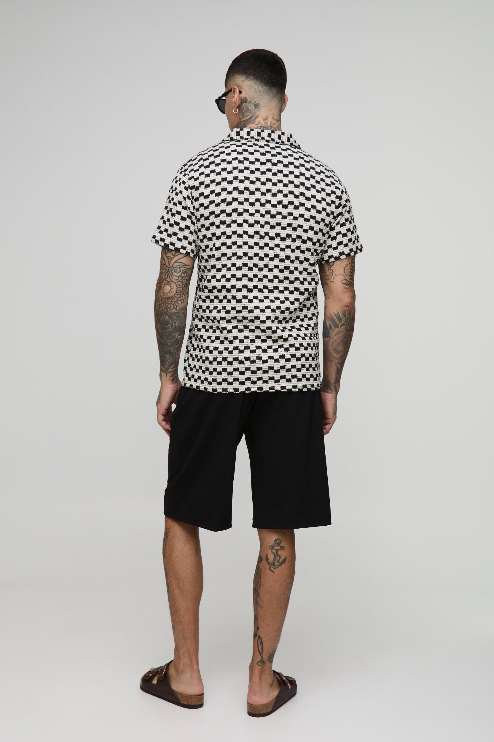 Tall Regular Overhead V-Neck Shirt | boohooMAN USA Product Image