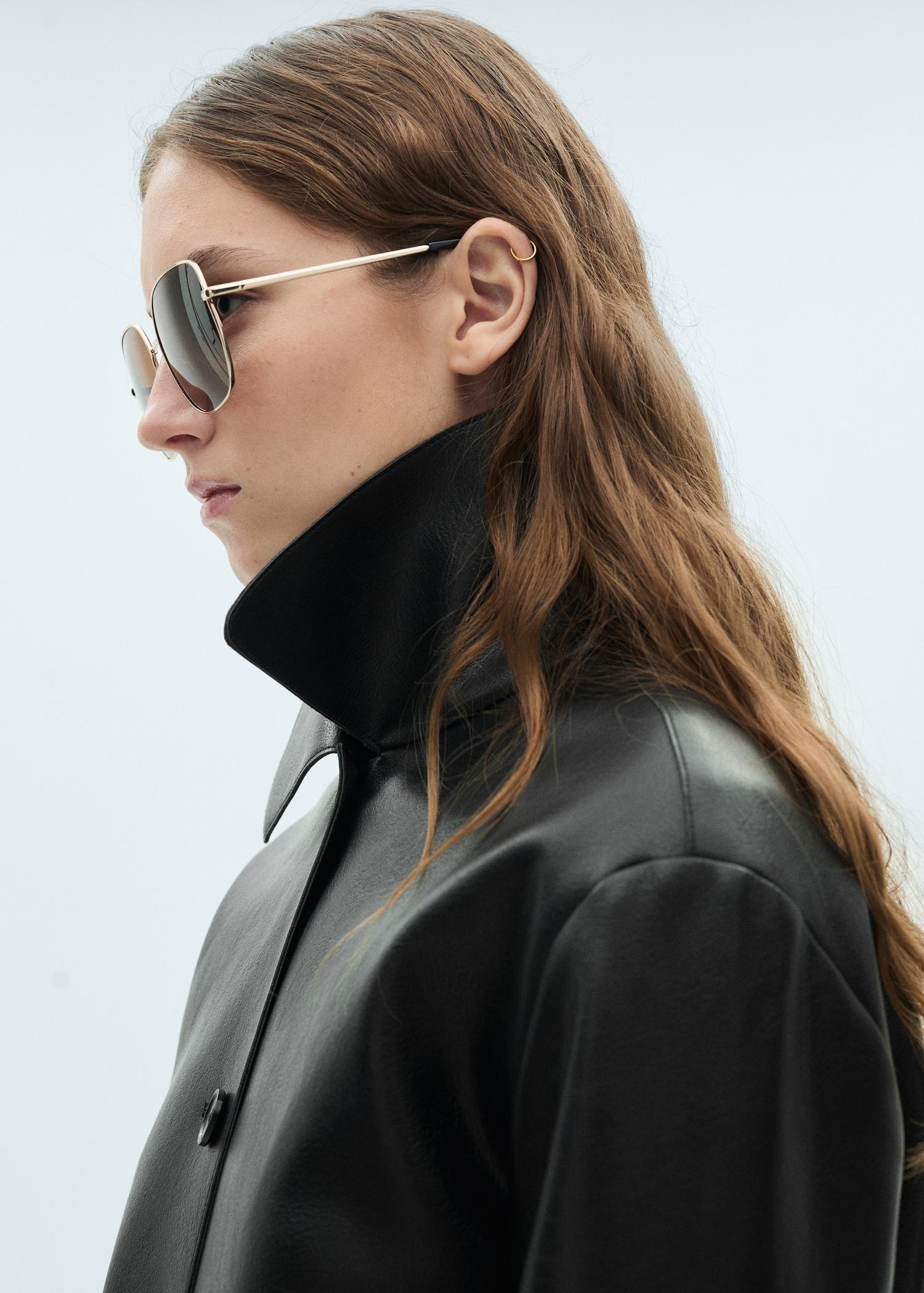 Leather-effect jacket with pockets - Women | MANGO USA Product Image