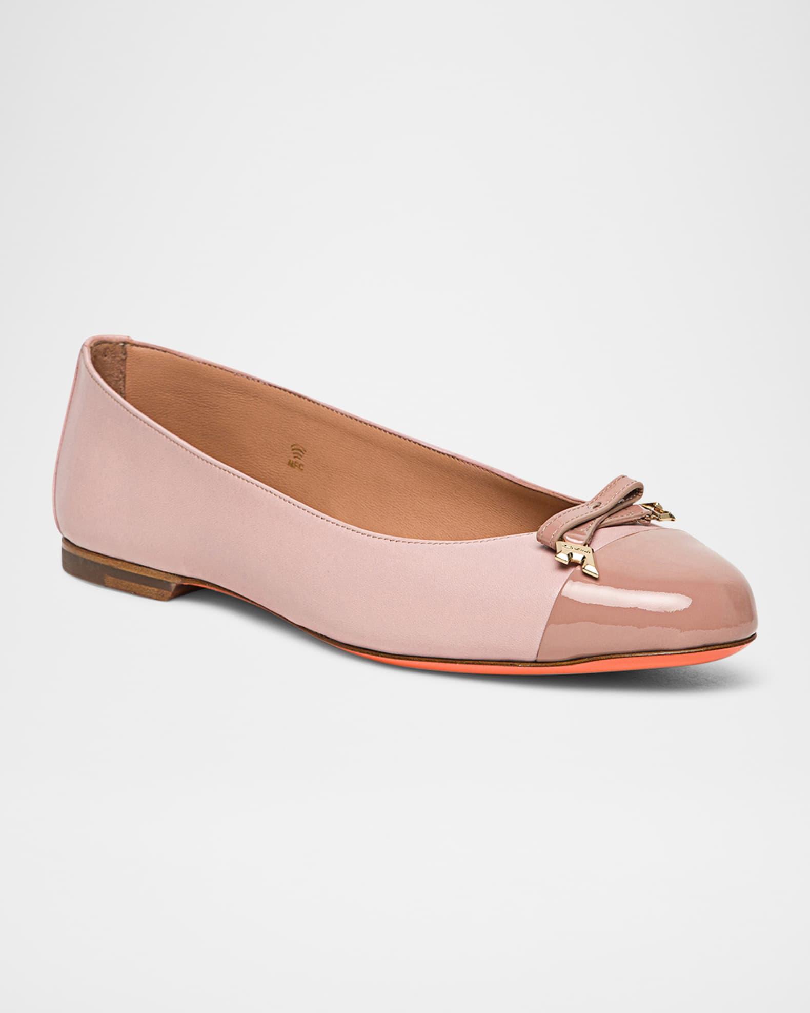 Sandy Leather Cap-Toe Ballerina Flats Product Image