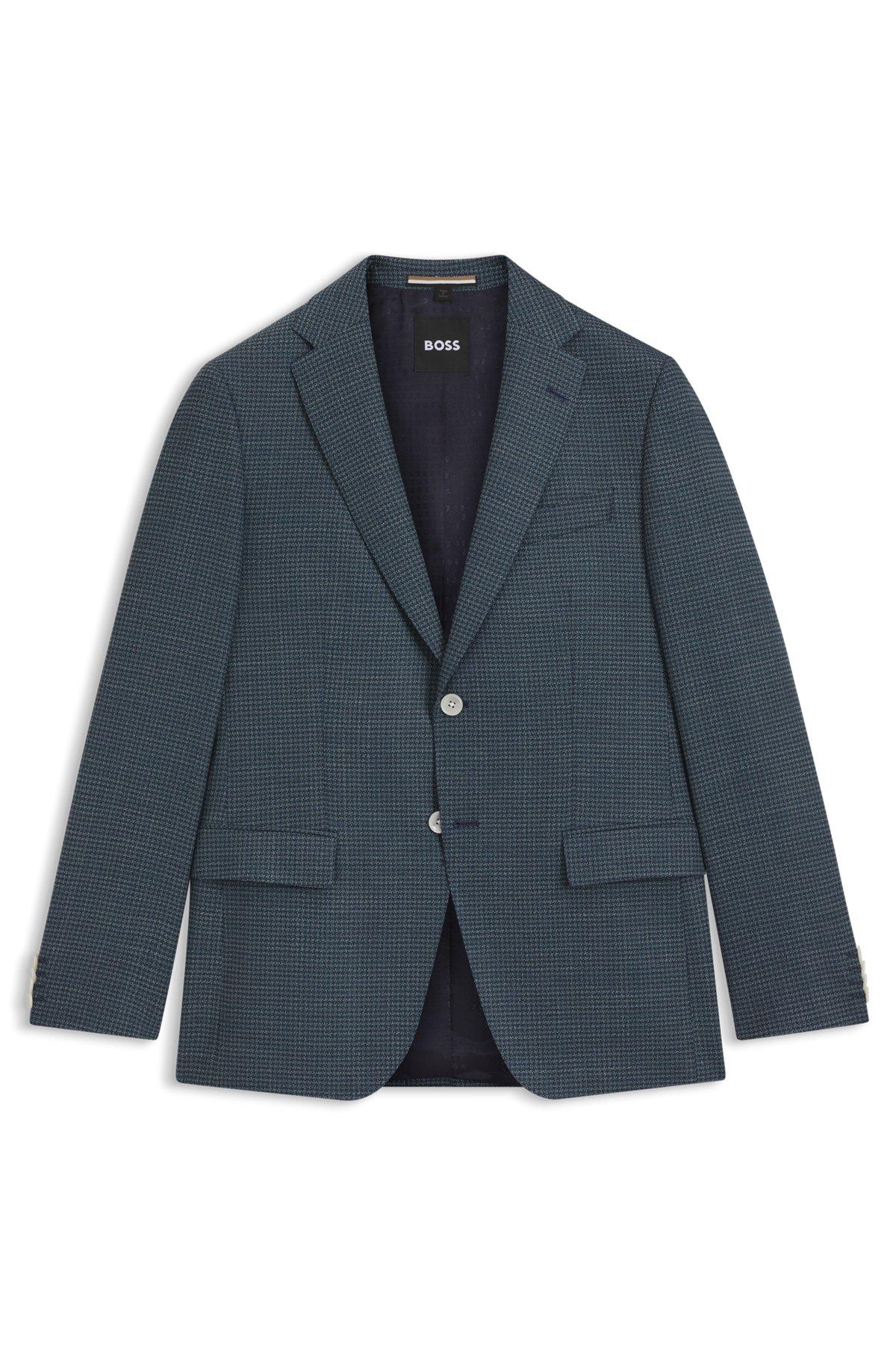 Patterned wool suit jacket with crease resistance Product Image