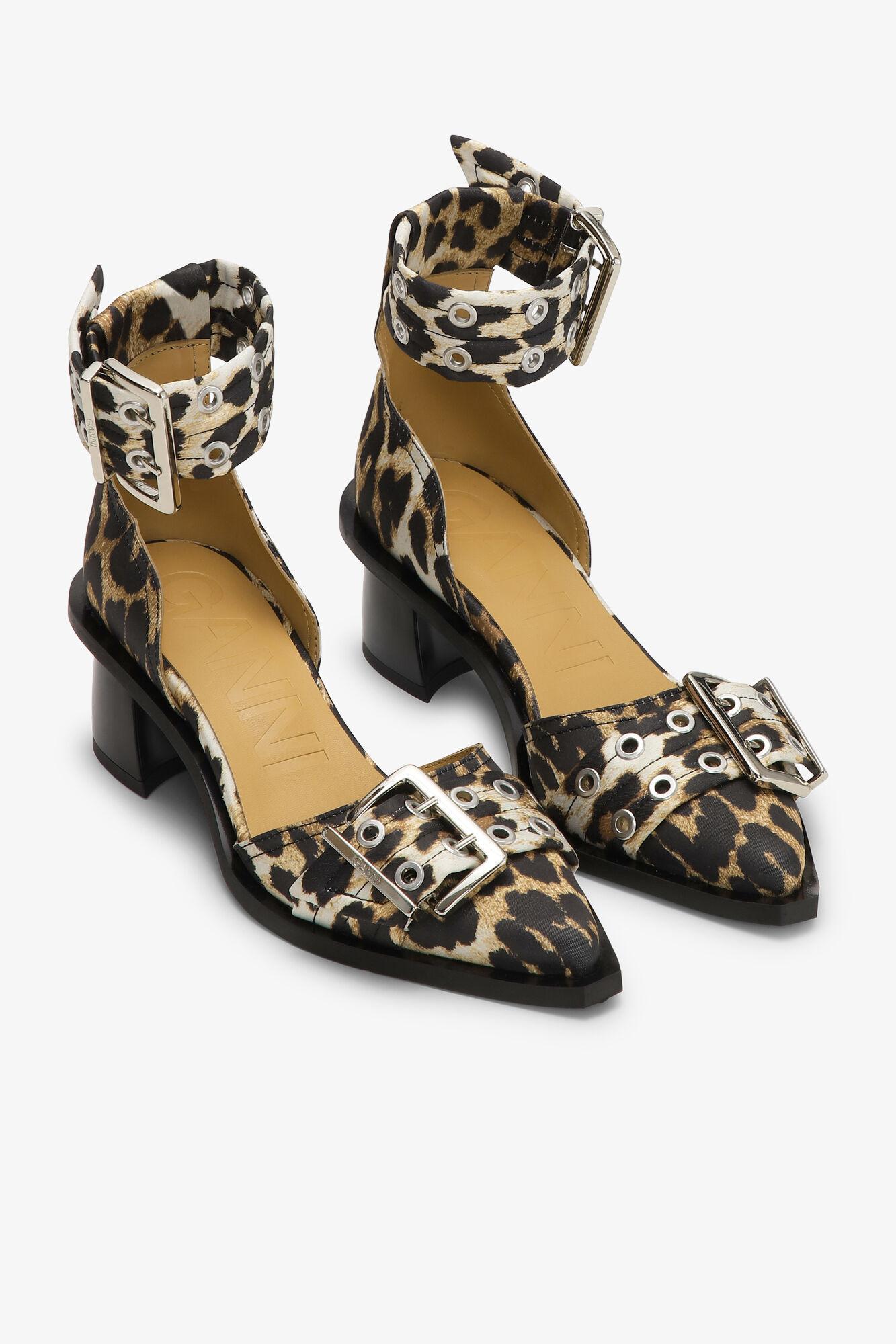 Leopard Print Feminine Buckle Open Cut Pumps Product Image