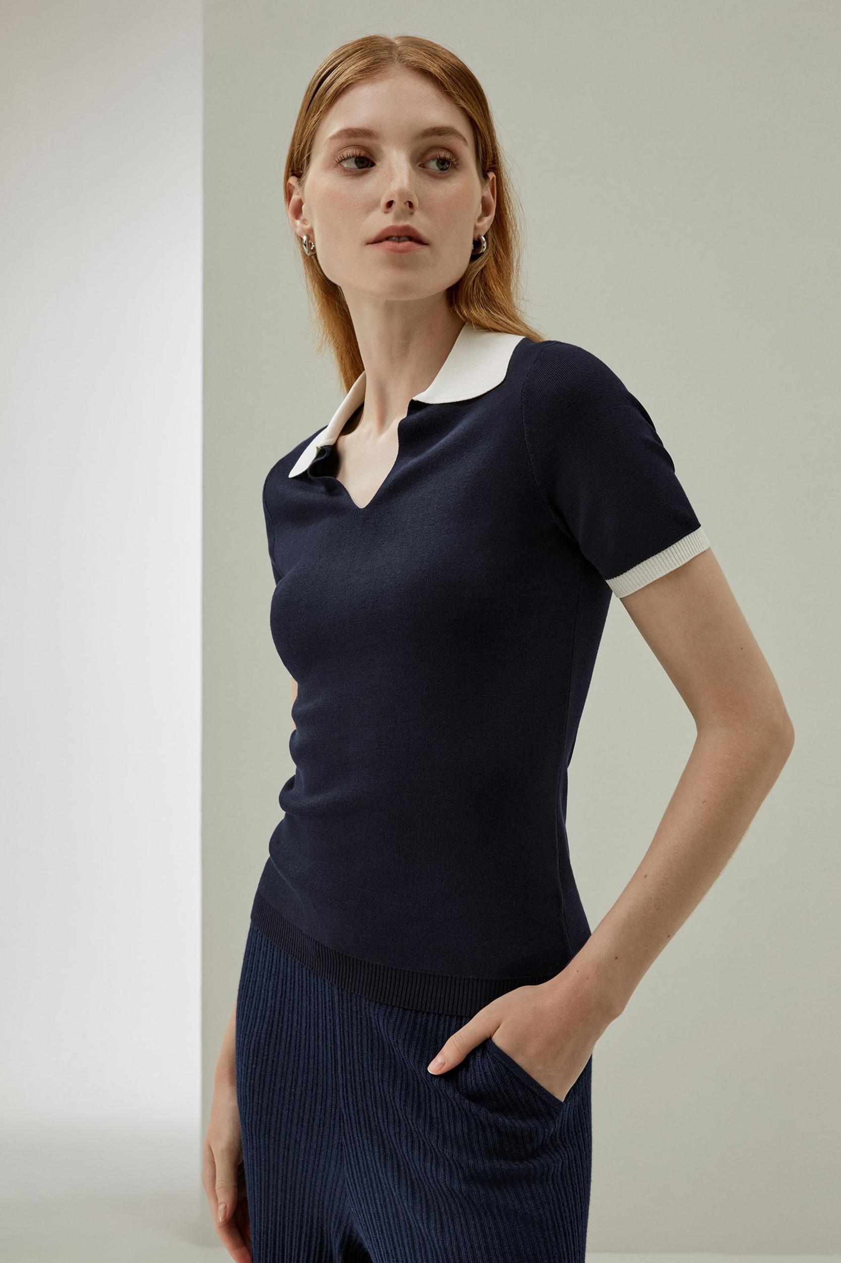 Timeless Mei Silk Knit Polo Product Image
