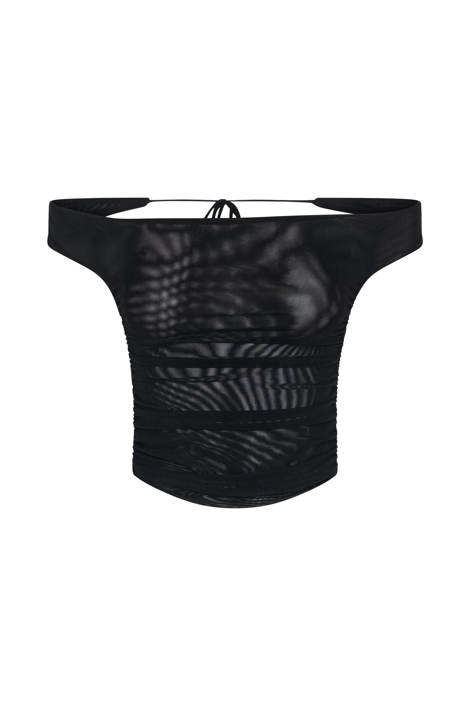 Brooklyn Mesh Crop Top - Black Product Image