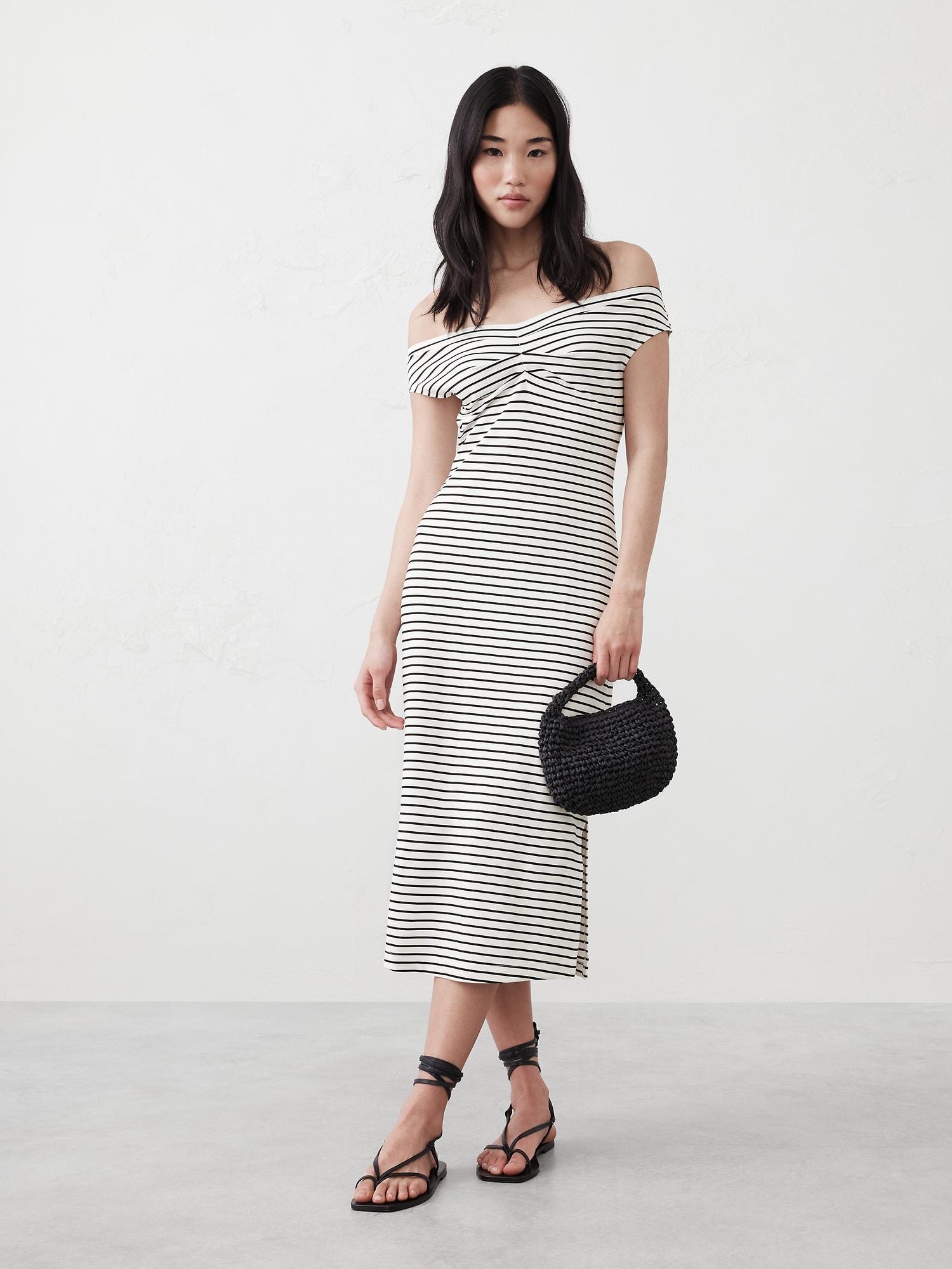 Off-Shoulder Knit Midi Dress Product Image