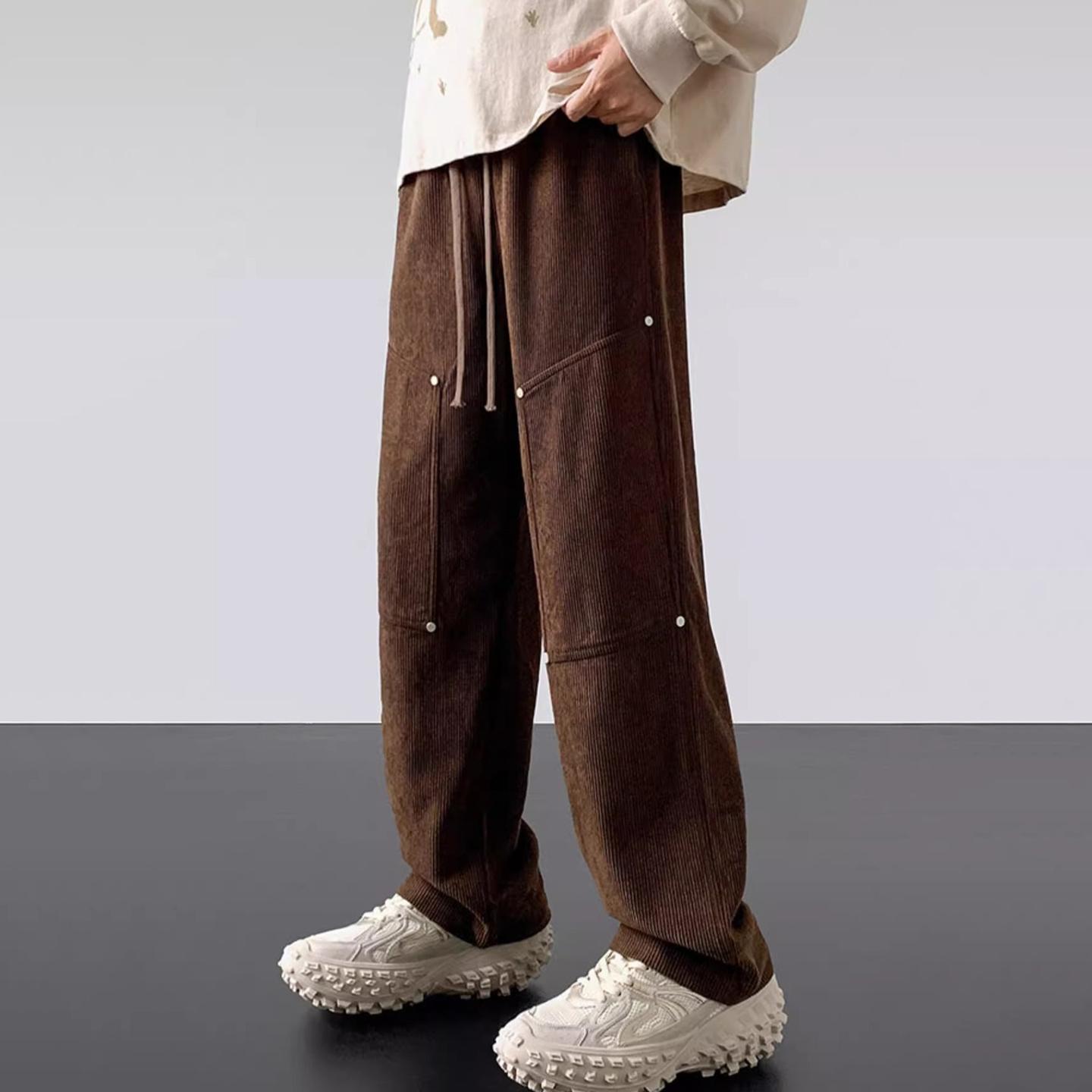 American Retro Trendy Corduroy Rivet Pants Product Image