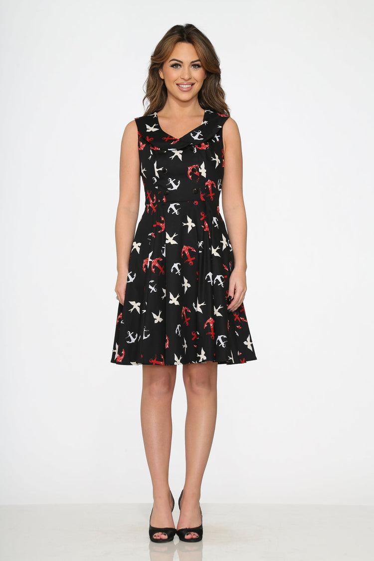 Black Swallow Swing Dress Product Image