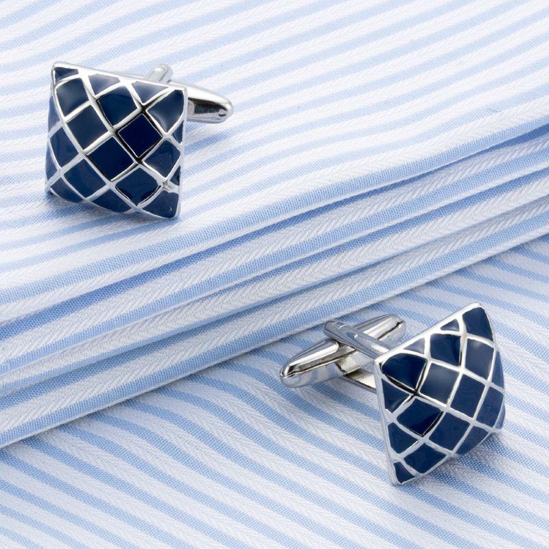 Blue Criss-Cross Pattern Cuff Links Product Image
