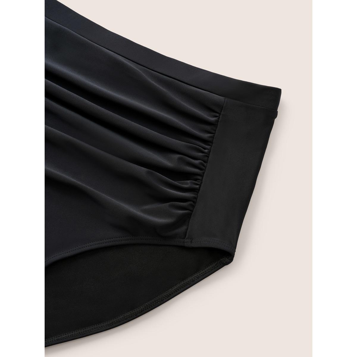 Plus Size Solid Crossover Square Neck Adjustable Straps Swim Top Women's Swimwear Indigo Resort Twist High stretch Skinny Square Neck Curve Swim Tops BloomChic 30/6X Product Image