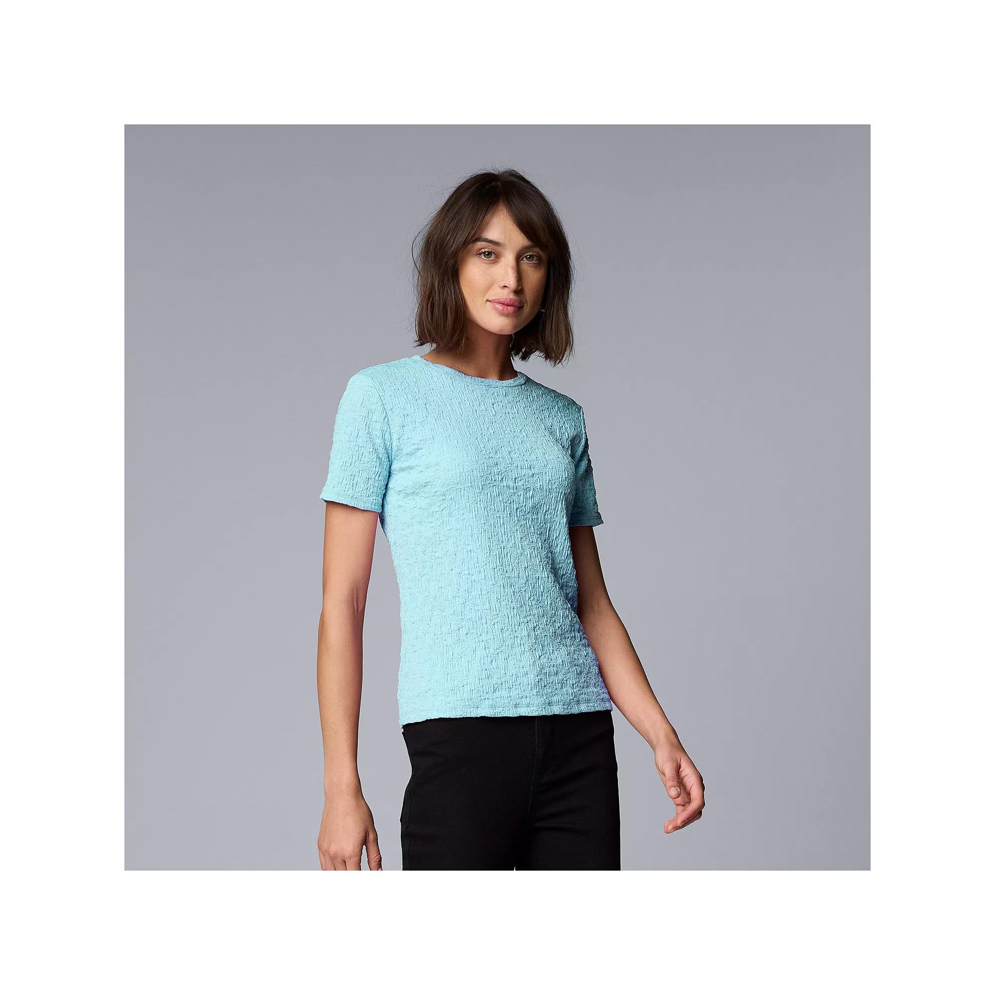 Women's Simply Vera Vera Wang Textured Tee, Size: XXL, Stratosphere Product Image