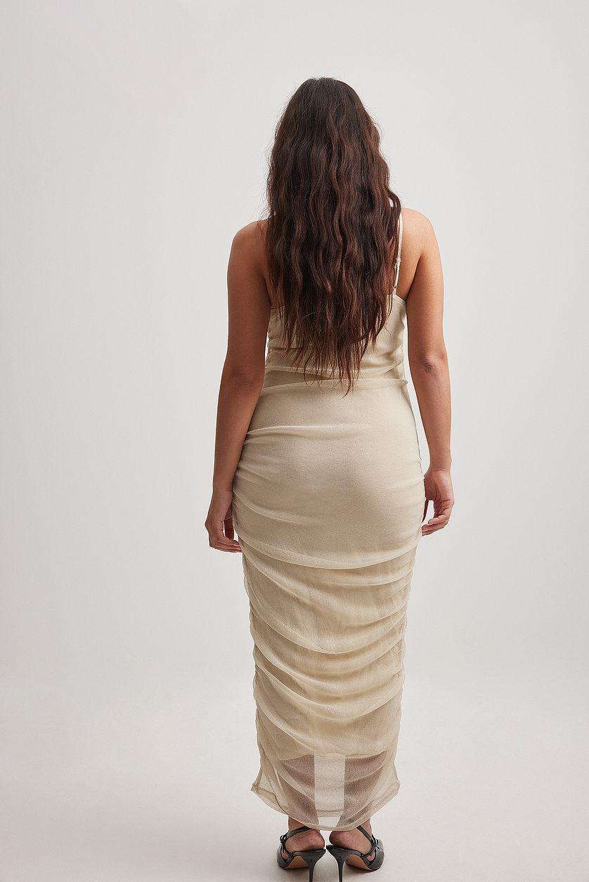 Rouched Mesh Glitter Dress Product Image