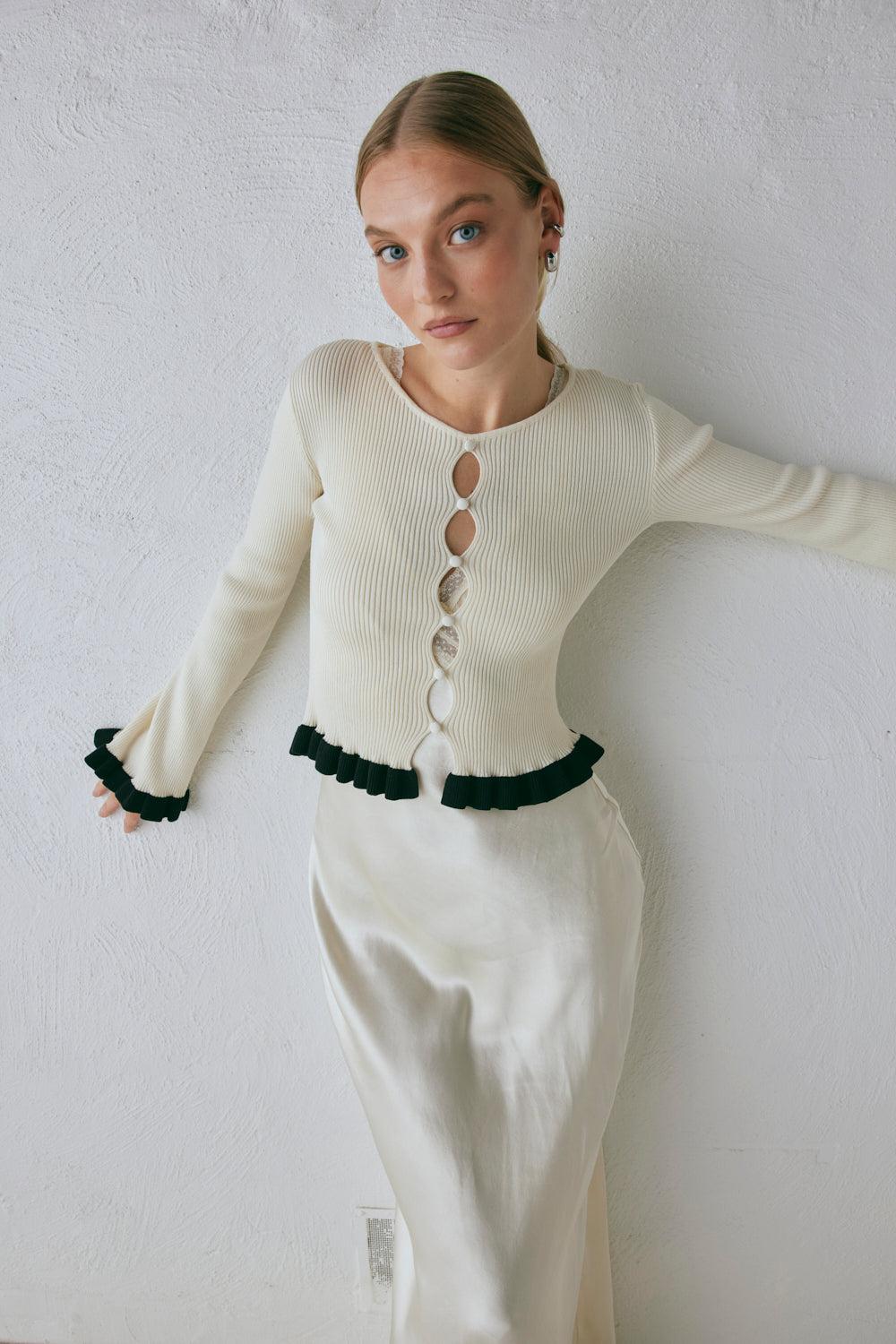 Zoey Knit Top Cream Product Image