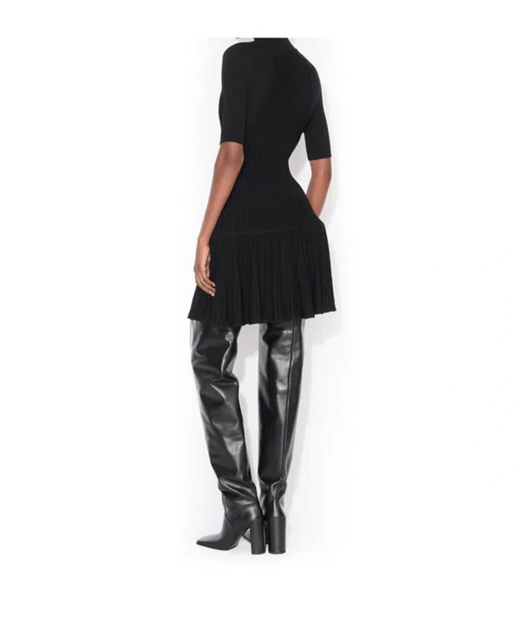 ALAÏA Womens Noir Alaia Crinoline Ribbed Wool-blend Mini Dress In Black Product Image