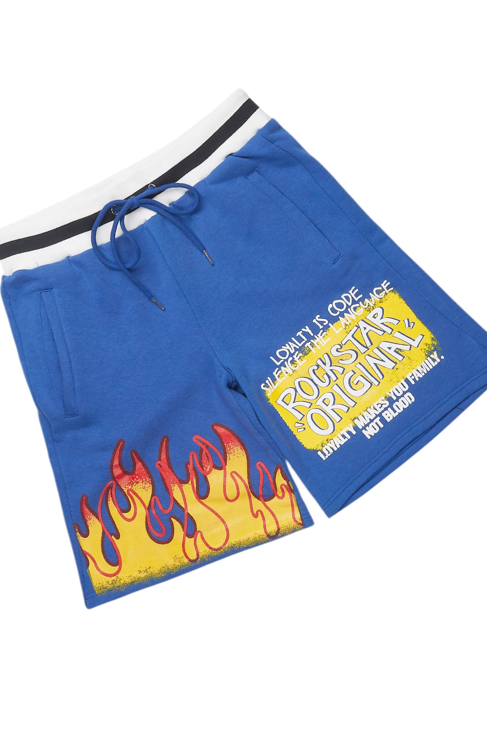 Beno Royal Blue Graphic T-Shirt Short Set Male Product Image