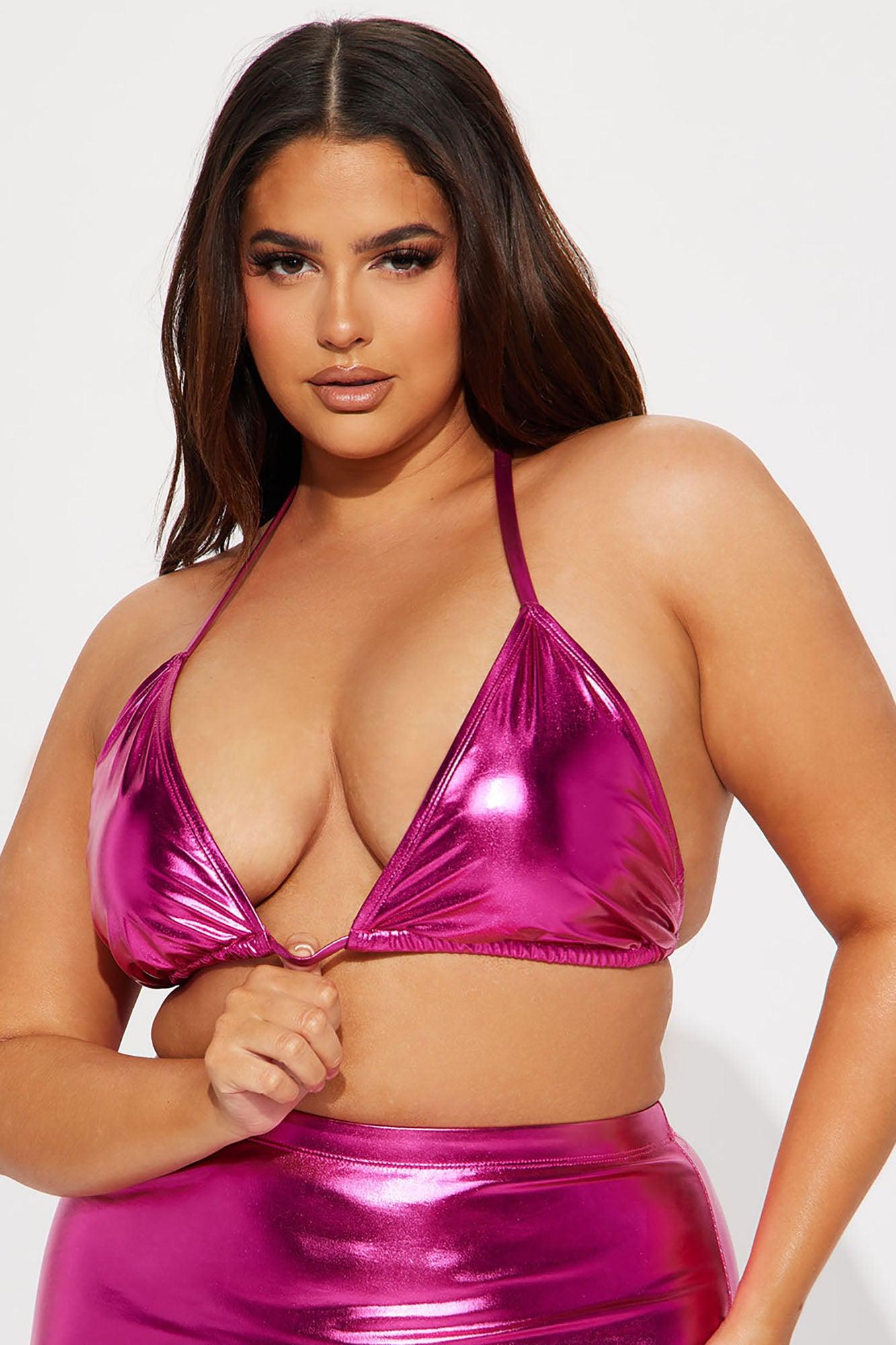 Maui Mix And Match Metallic Triangle Bikini Top - Pink Product Image