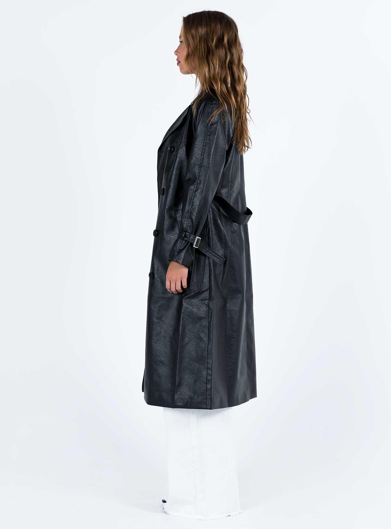 Montanna Faux Leather Coat Black Product Image