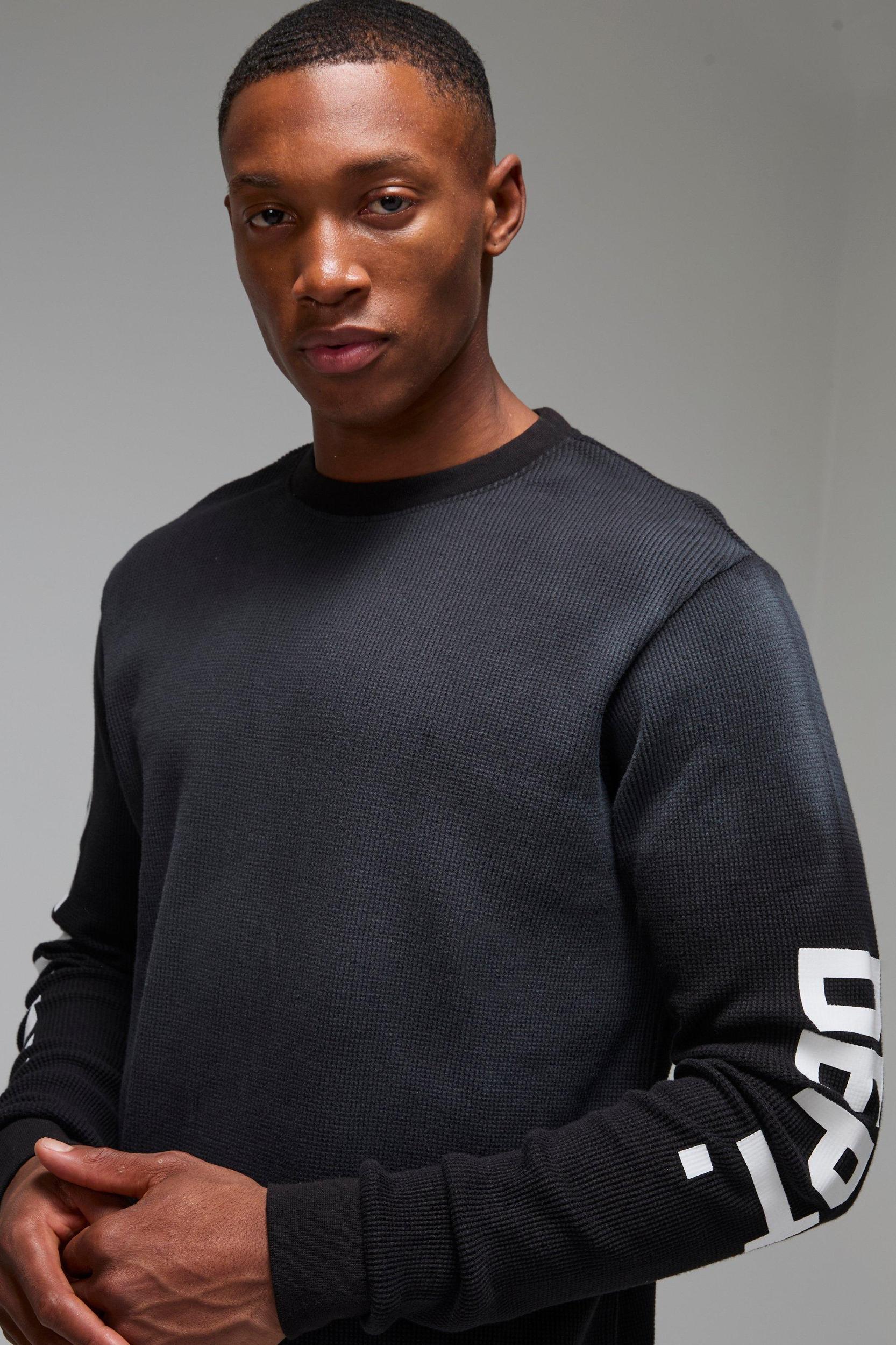 Training Dept Waffle Long Sleeve T-shirt | boohooMAN USA Product Image