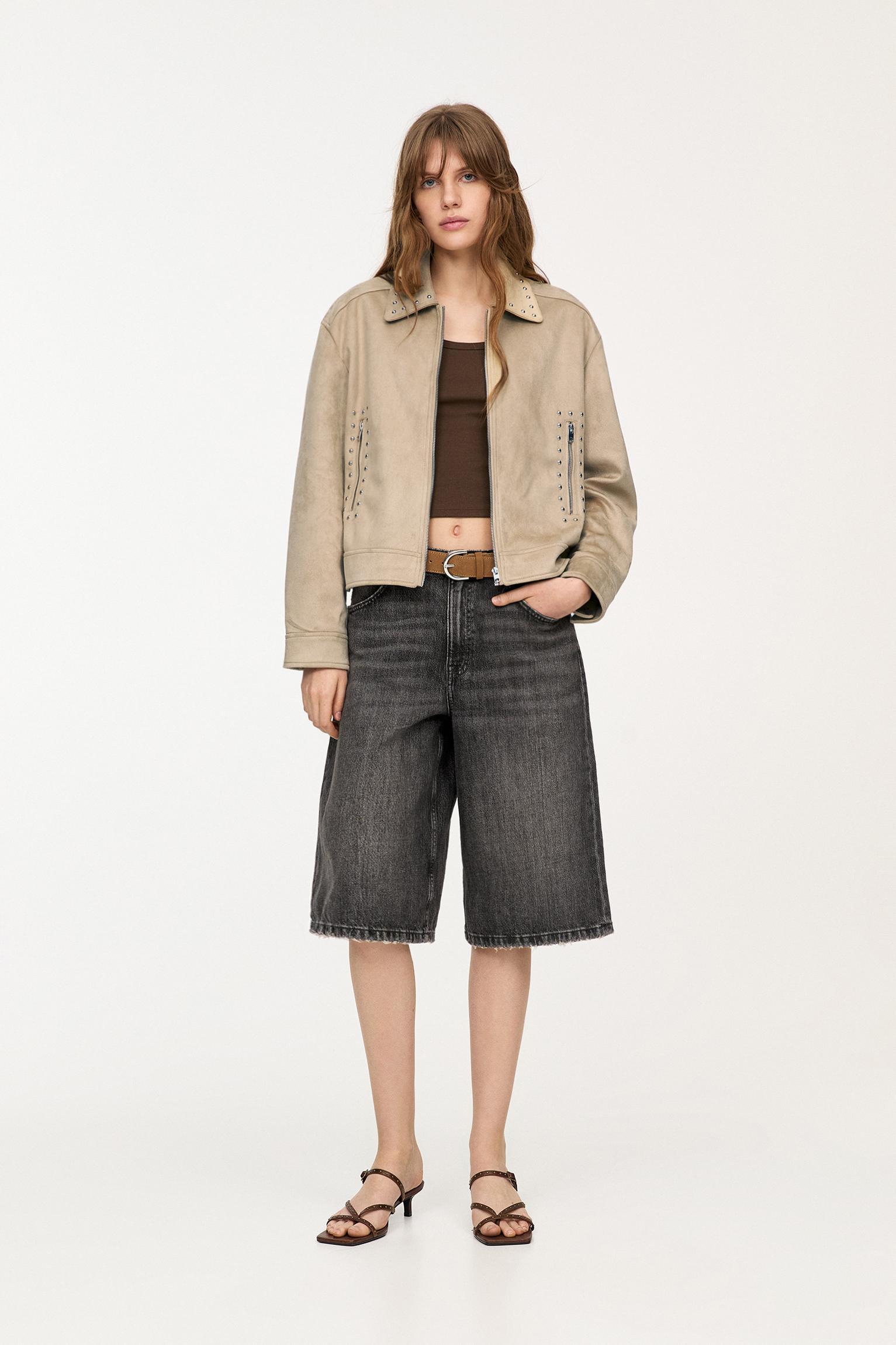 Studded faux suede jacket Product Image