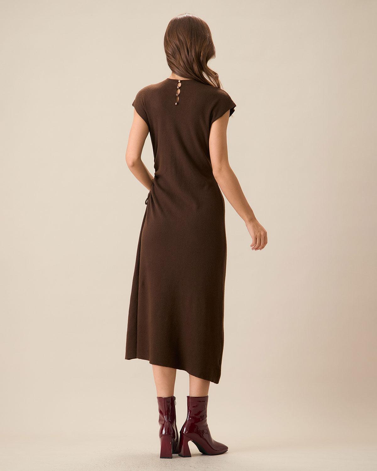 Coffee Bodycon Reversible Sweater Dress Product Image