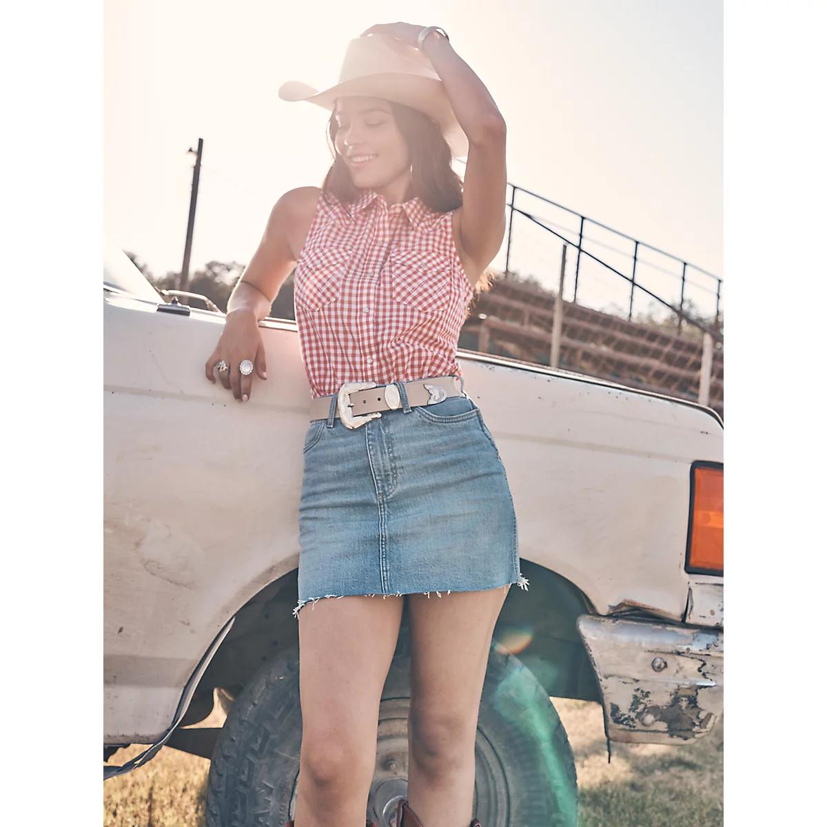 Women's Wrangler Retro® Bailey Denim Skirt | Women's SHORTS & SKIRTS | Wrangler® Product Image