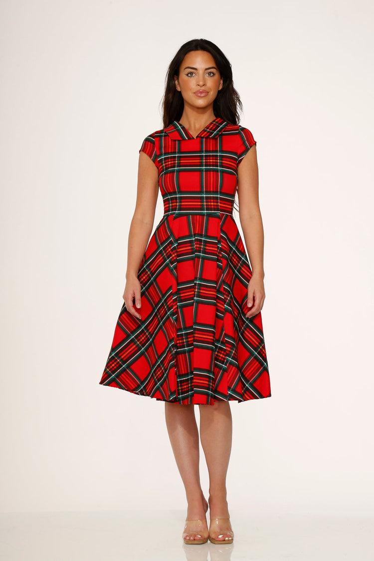 Red Plaid Swing Dress Product Image