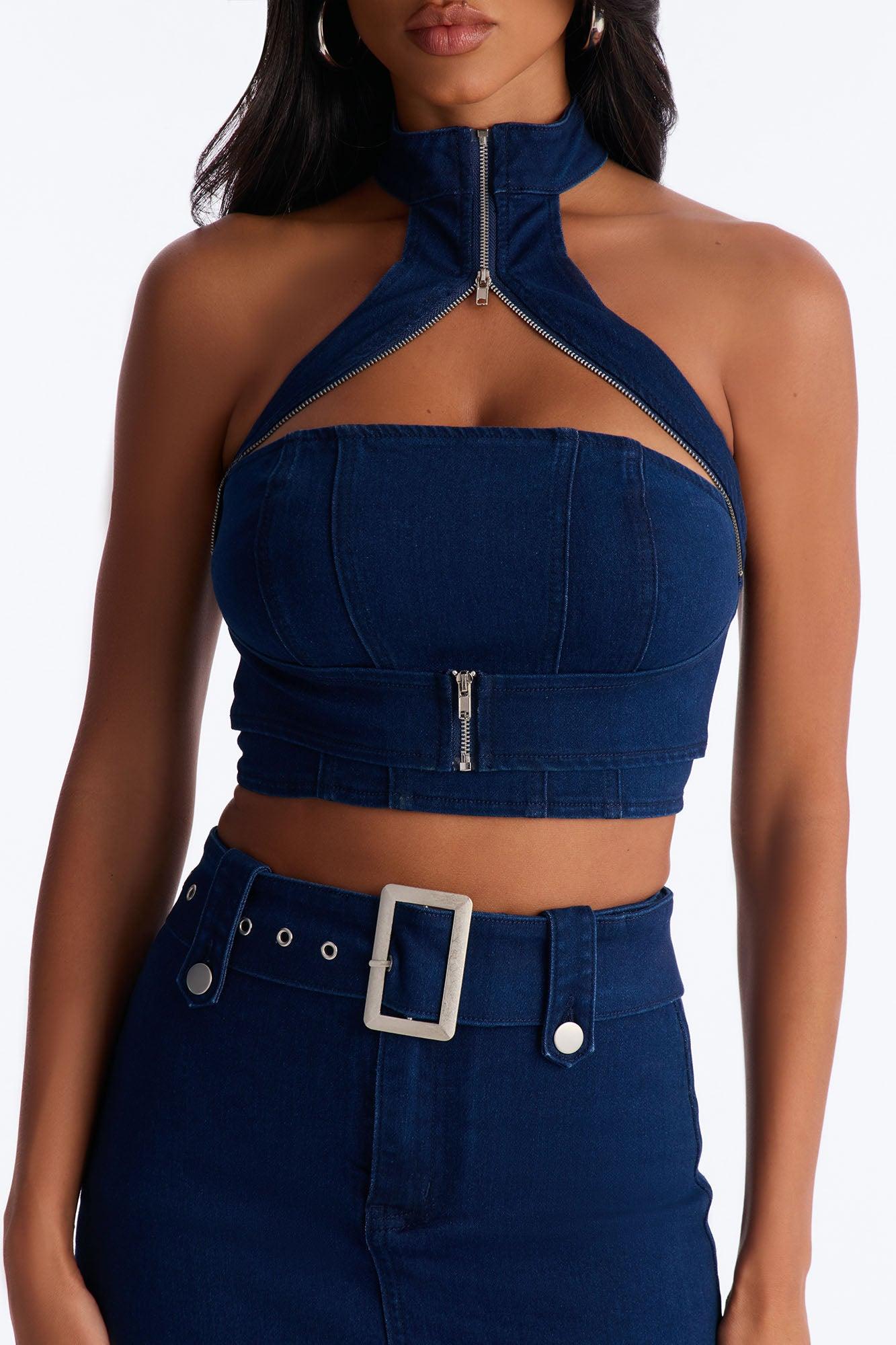 Let Me Adore You Skirt Set - Dark Wash Female Product Image