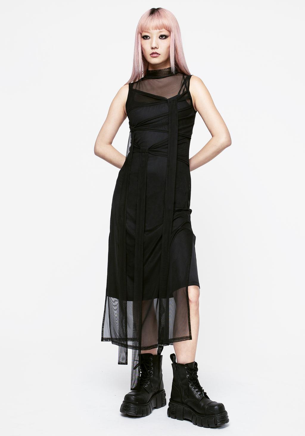 Madison Ruched Mesh Midaxi Dress Product Image